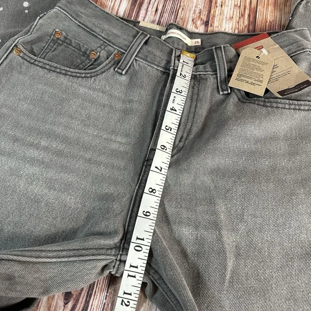NEW Levi's LOW PRO STRAIGHT Leg Size 26 Gray Mid Rise Jeans Denim Pants 28x30 - Picture 6 of 15